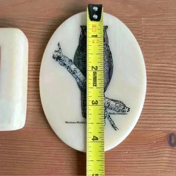 Montana Marble  Inc Wildlife Art Owl 🦉 Etched Plaque 1991 W/ Stand - Picture 7 of 7